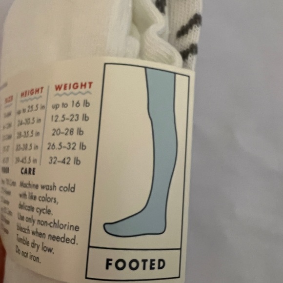 Cat & Jack Grey White Girls Winter Fall Tights 4t-5t Nwt Gift Present Footed NEW - Picture 3 of 3